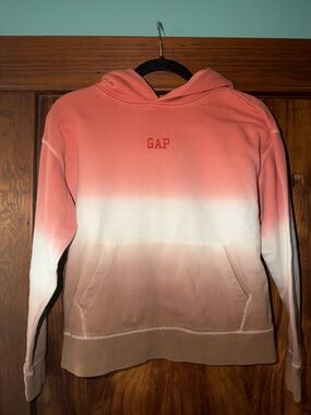 GAP Ombre Hoodie in Coral, White & Tan size 12 kids